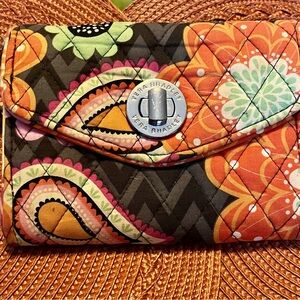 Vera Bradley Floral Quilted Wallet in Orange and Green